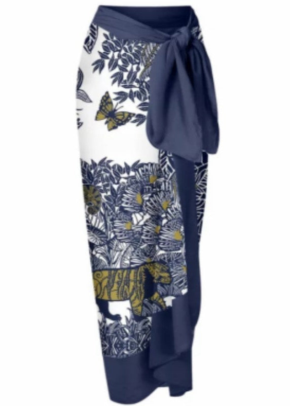 Wild Elegance Printed One-Piece Swimsuit & Wrap Skirt Set