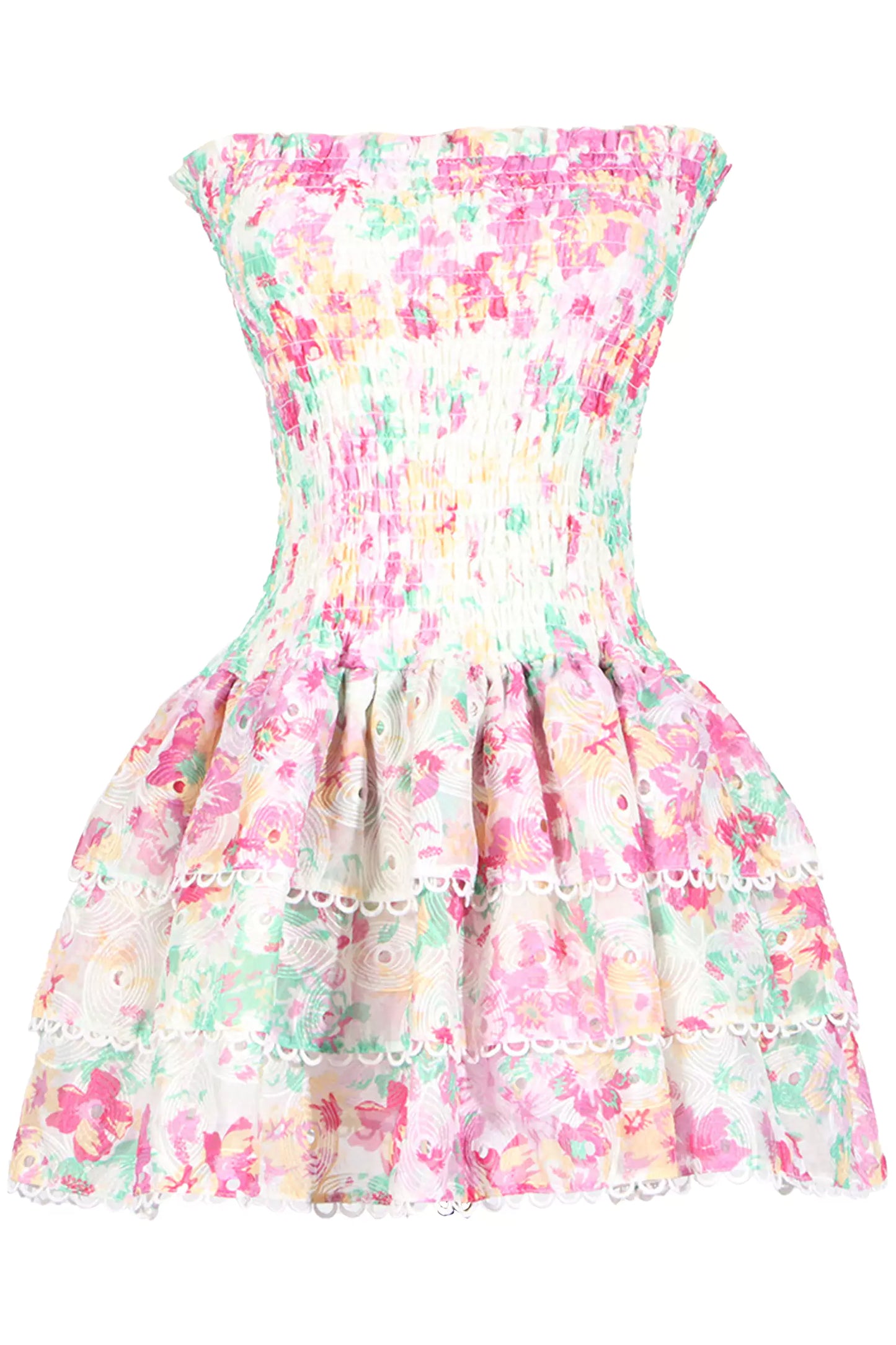 Mercy White Floral Ruched Mini Dress