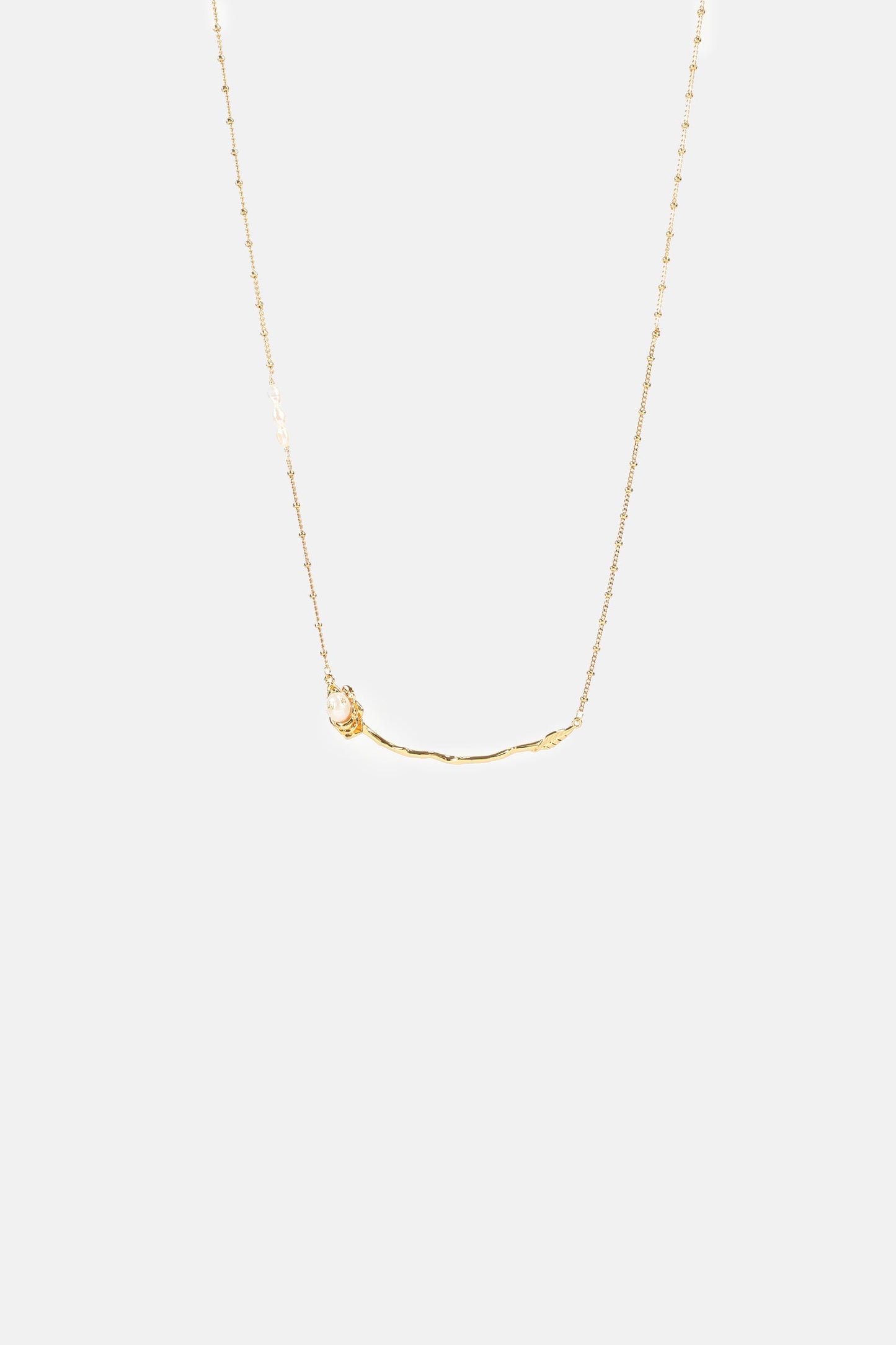 Faux Pearl Rose Necklace