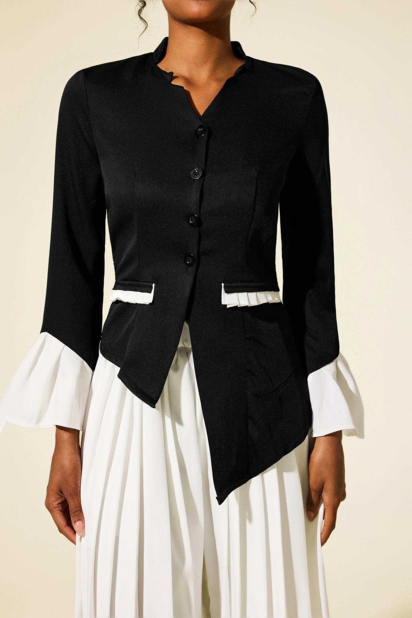 Bell Sleeve V-Neck Blazer & Solid Pants Set