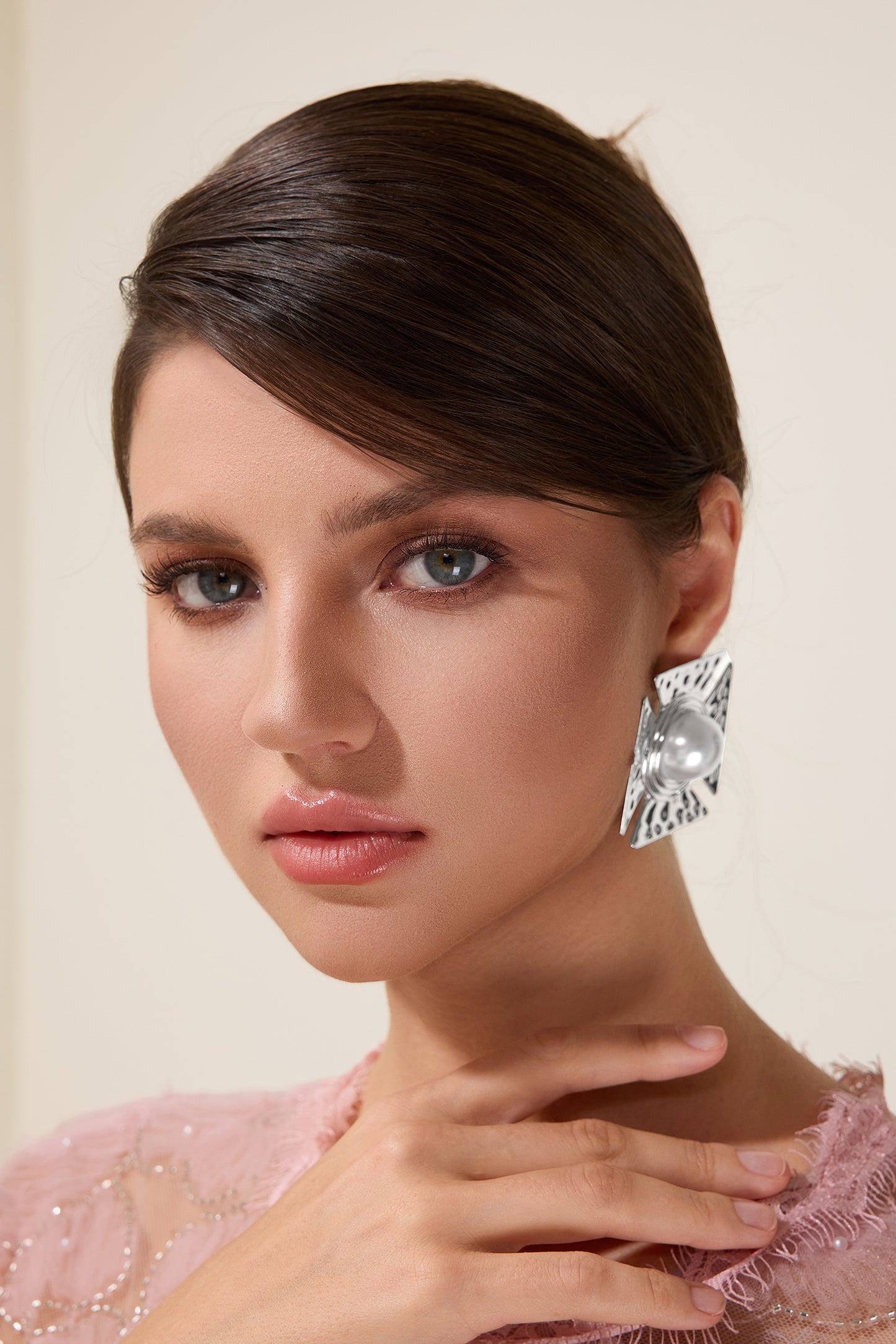 Irregular Shape Faux Pearl Metal Earrings