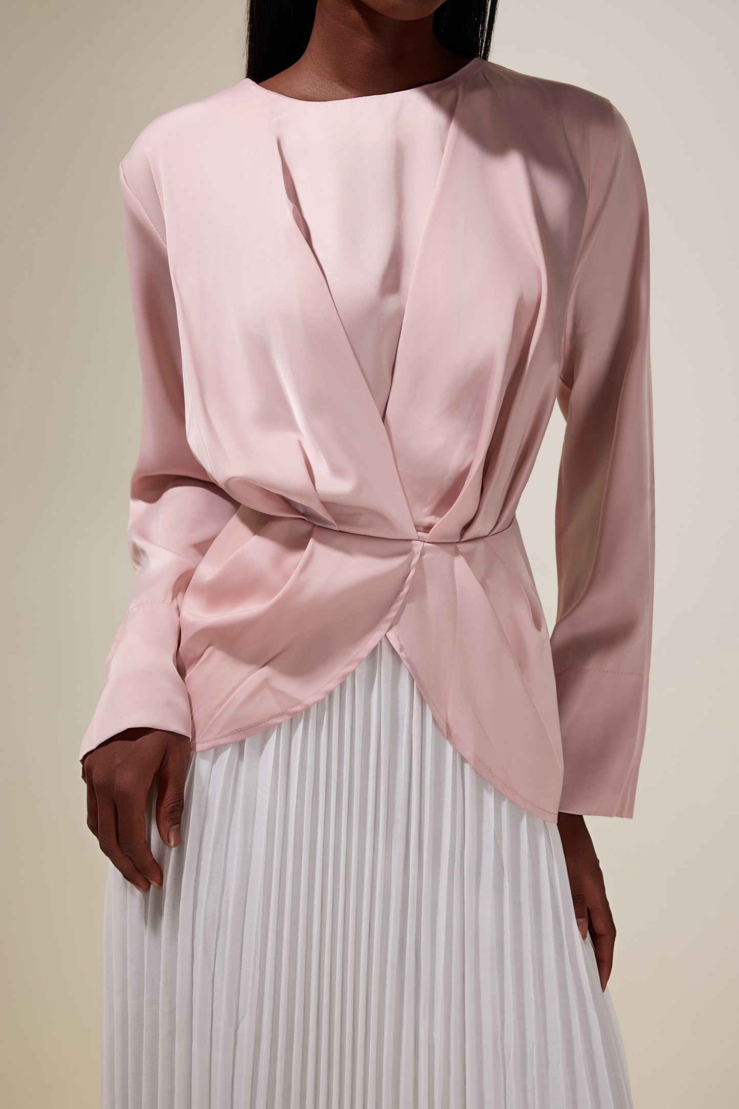 Satin Chiffon Pleated Maxi Dress