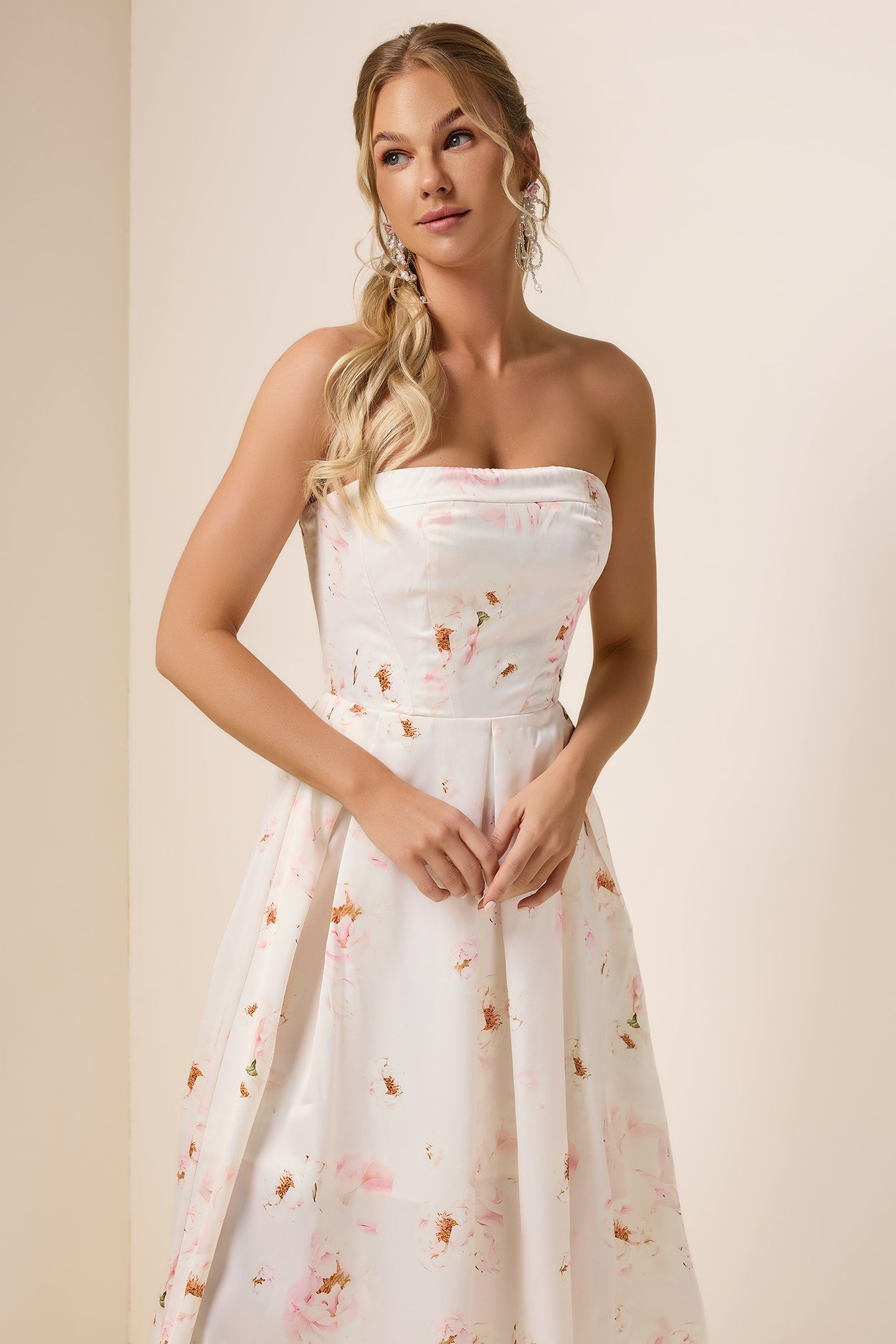Floral Off-Shoulder Lace Up Midi Dress