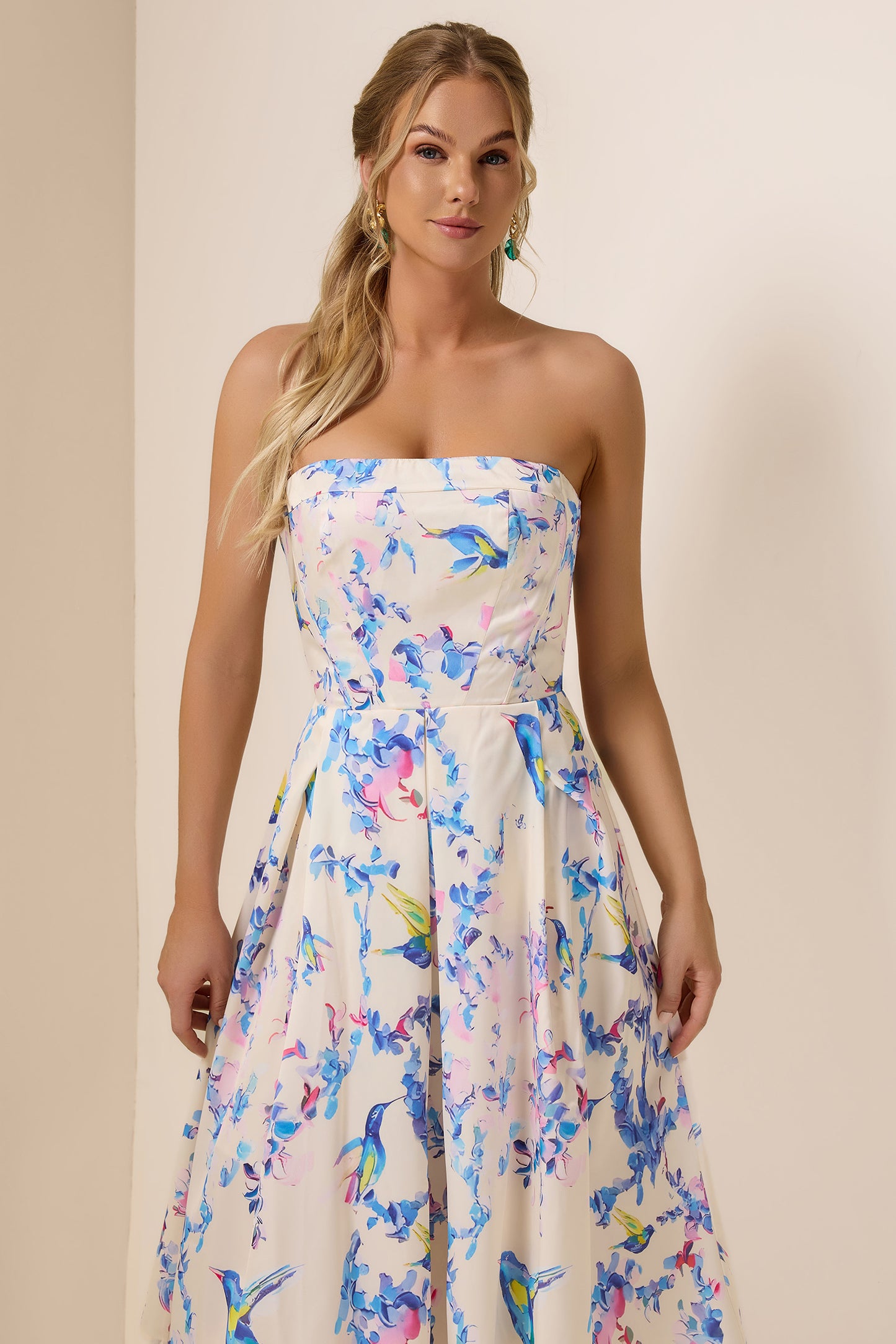 Floral Off-Shoulder Lace Up Midi Dress