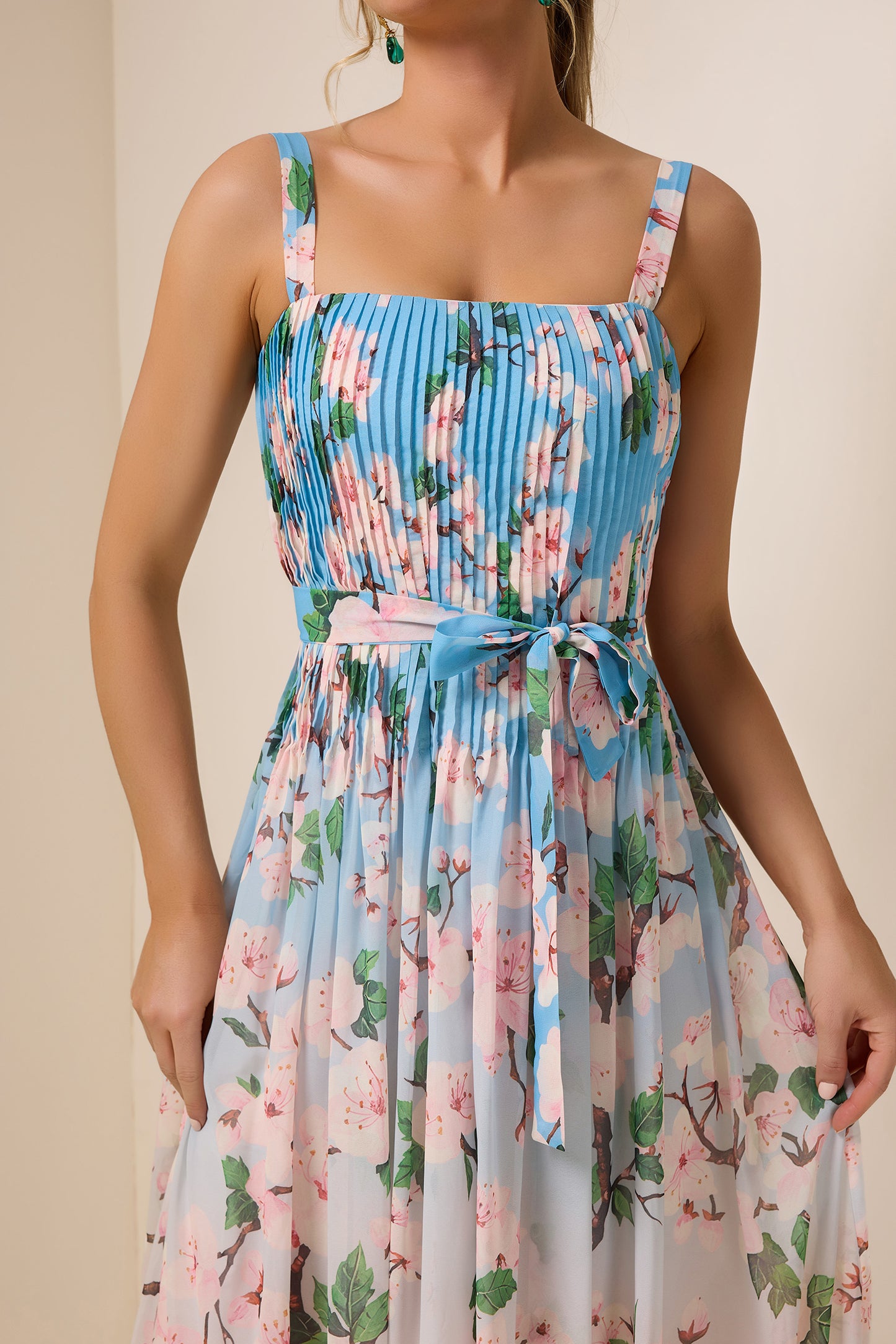 Floral Gradient Color Sleeveless Maxi Dress