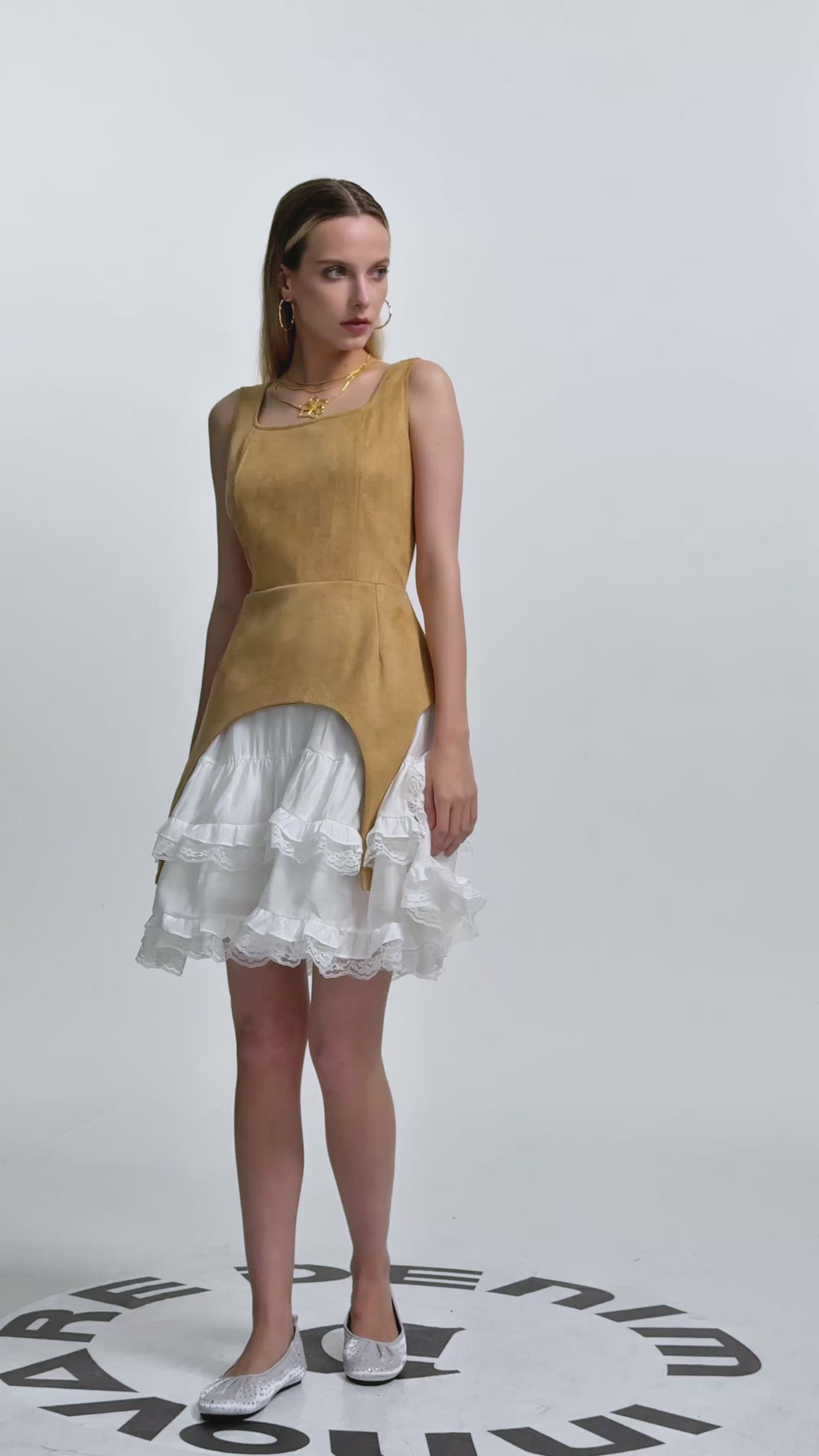 Ailis Ruffle Lace Sleeveless Mini Dress