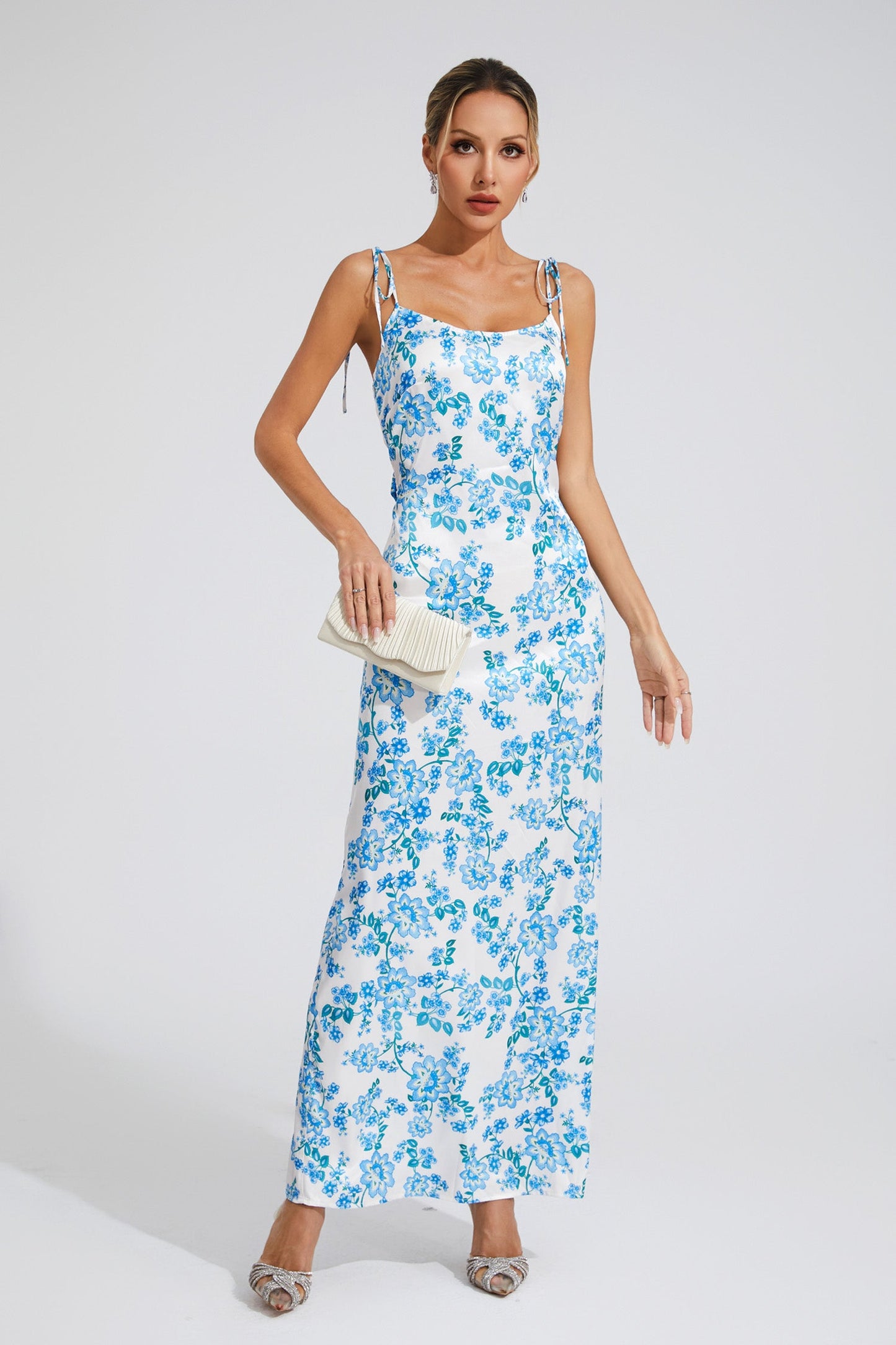 Clarence Blue Floral Slip Dress