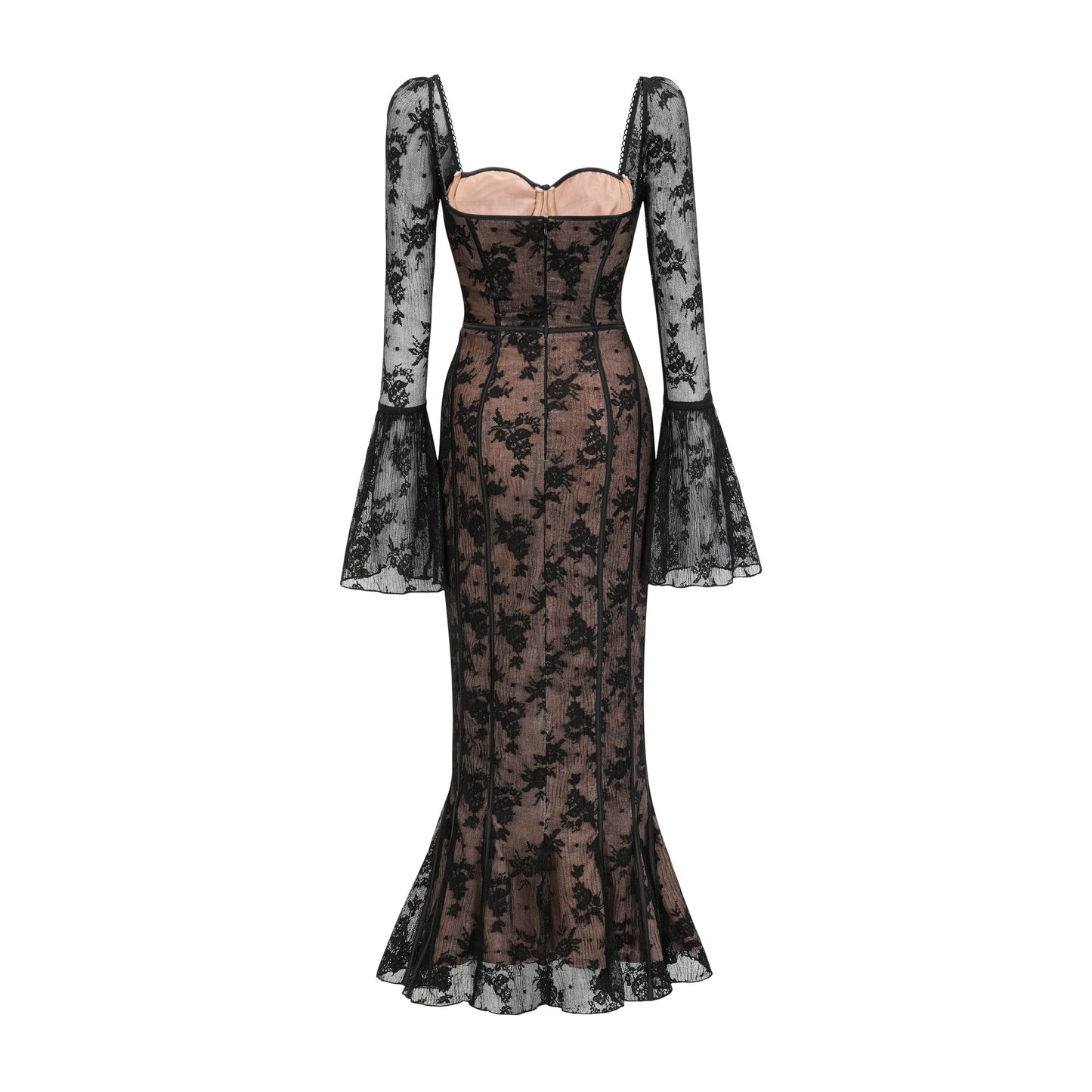 Marlene Black Flared Lace Maxi Dress