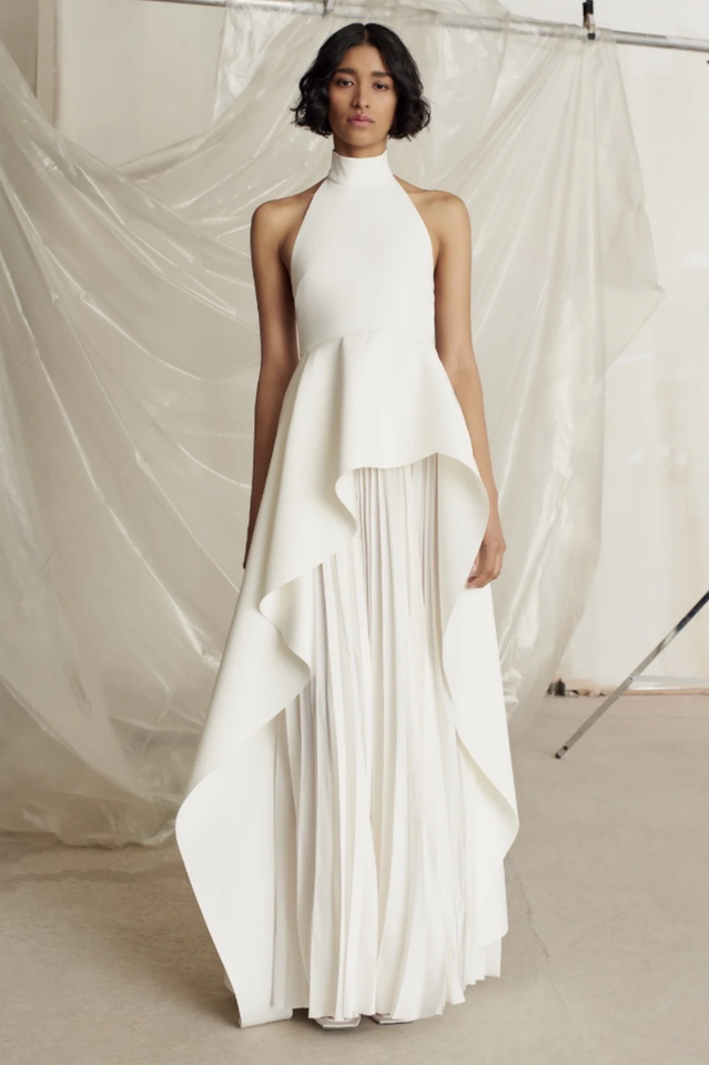 Crew Collar Sleeveless Backless Asymmetric Suit Dress