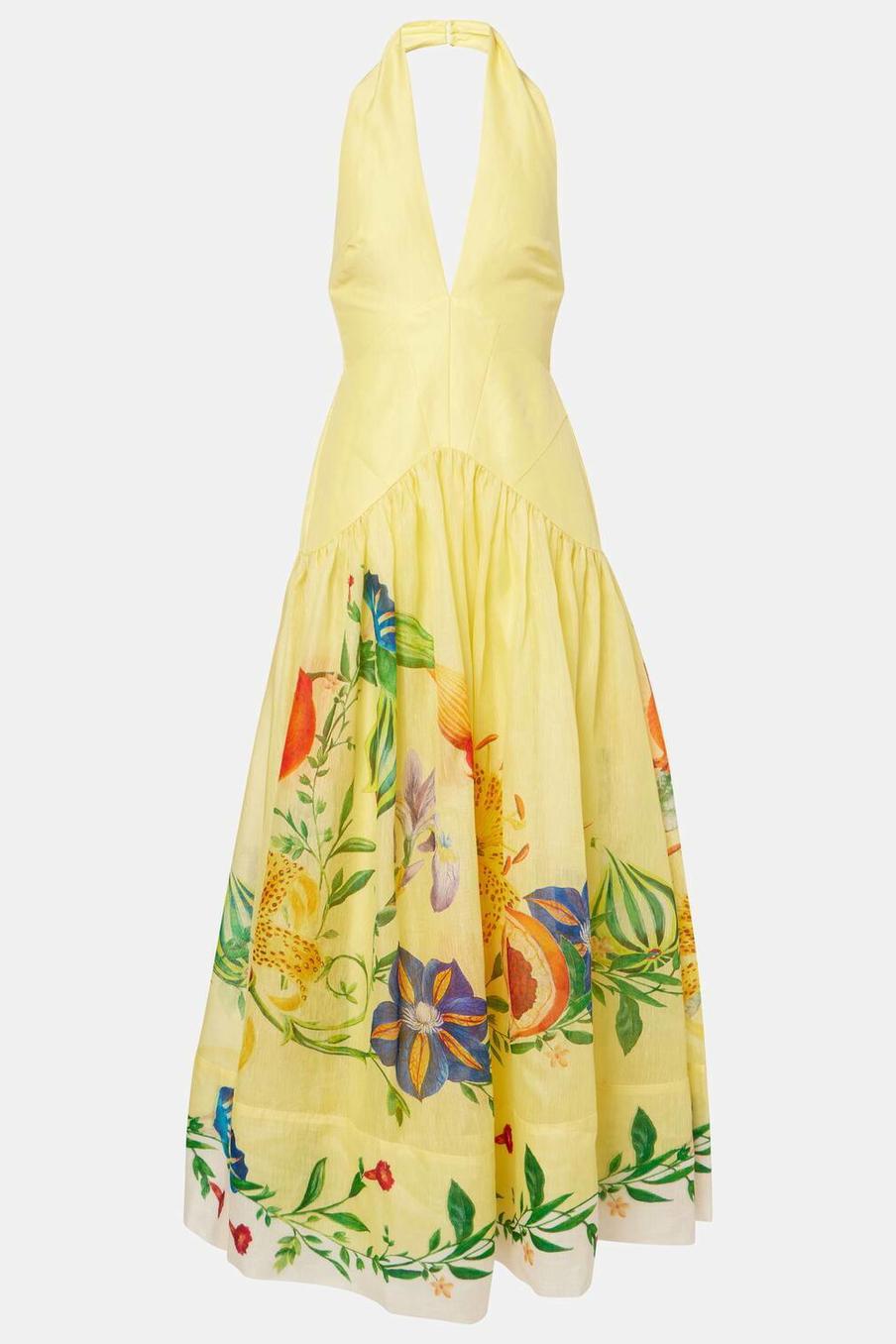 Floral V-Neck Backless Midi Dress