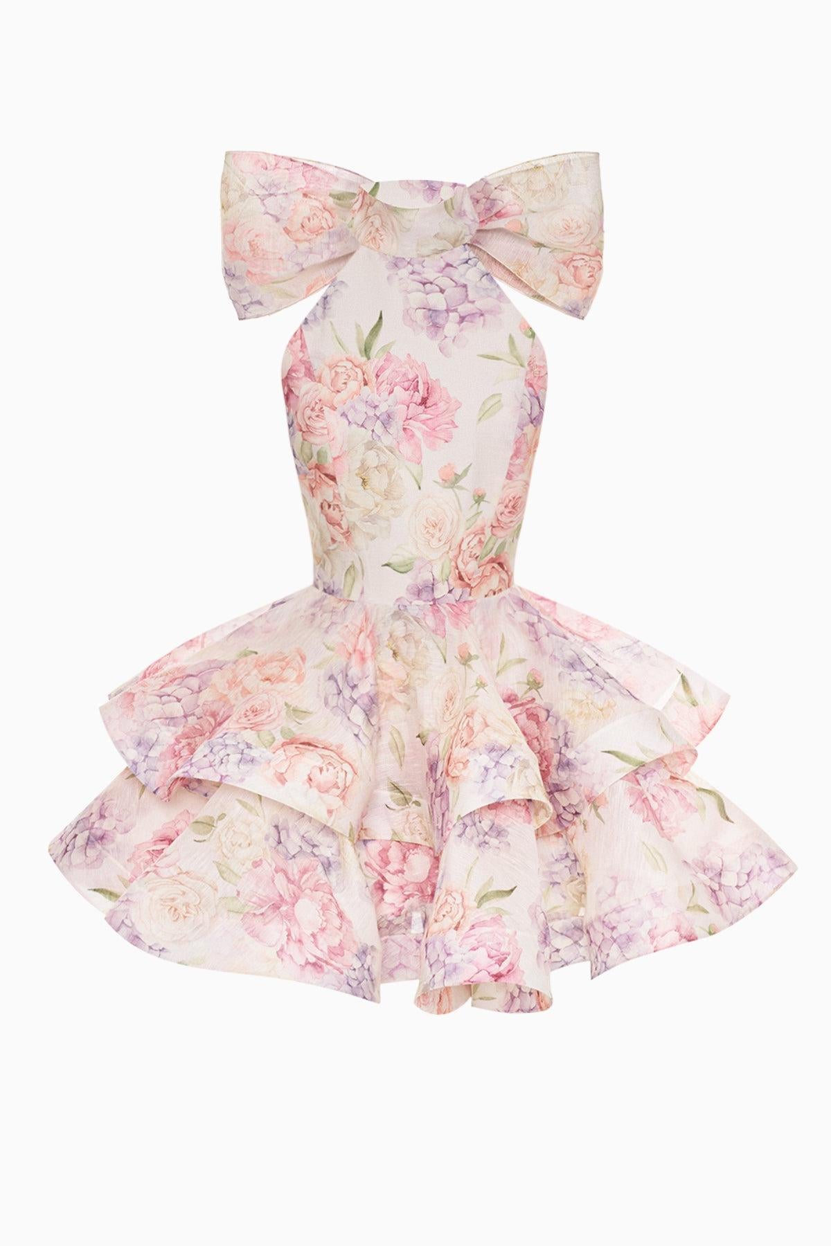 Solid Ruffle Halter Neck Mini Dress