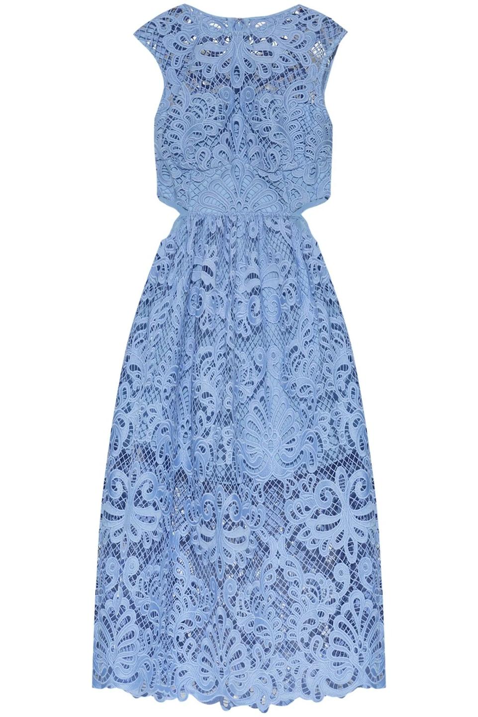 Lace Cut-Out Sleeveless Midi Dress