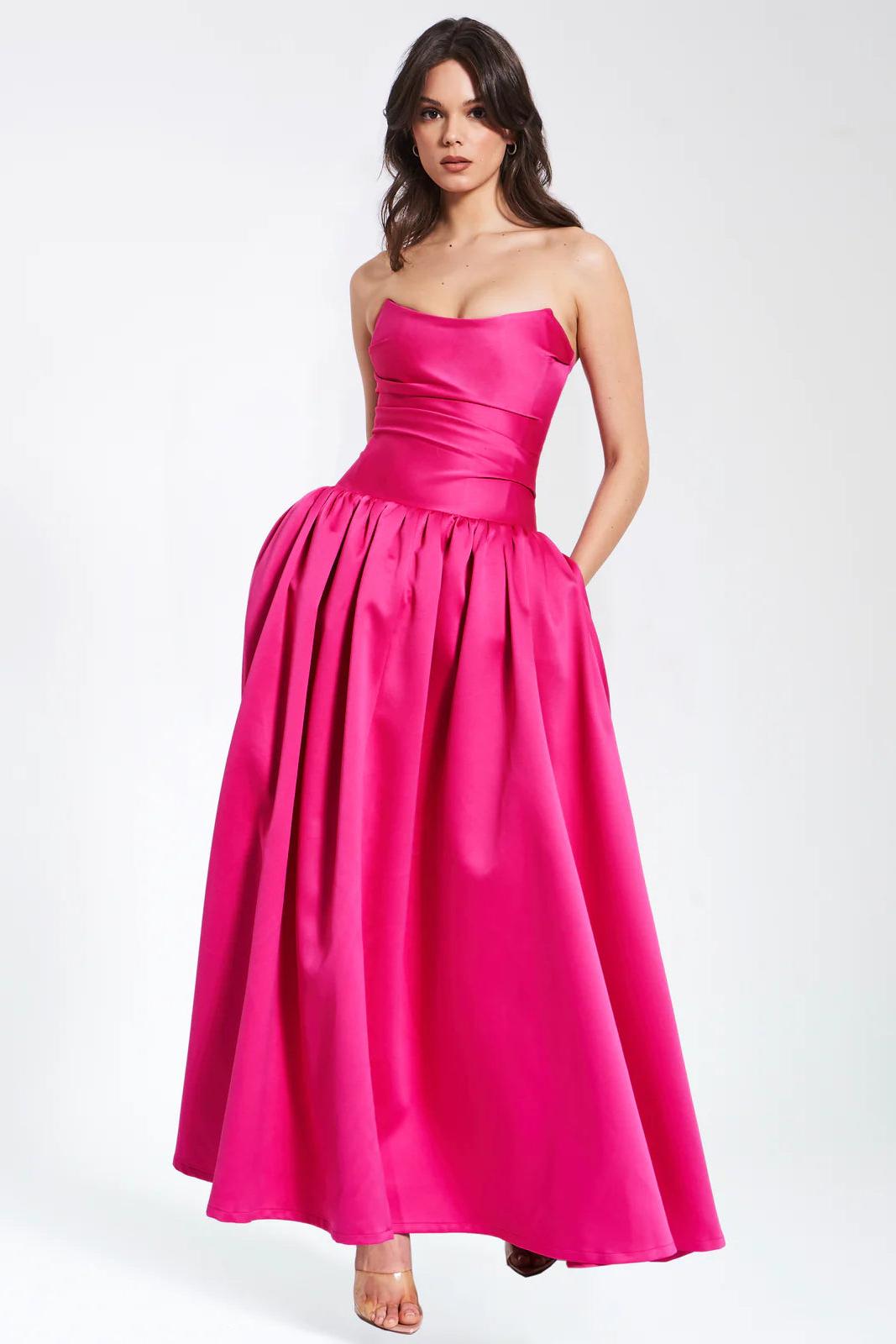 Satin Solid Off-Shoulder Midi Dress