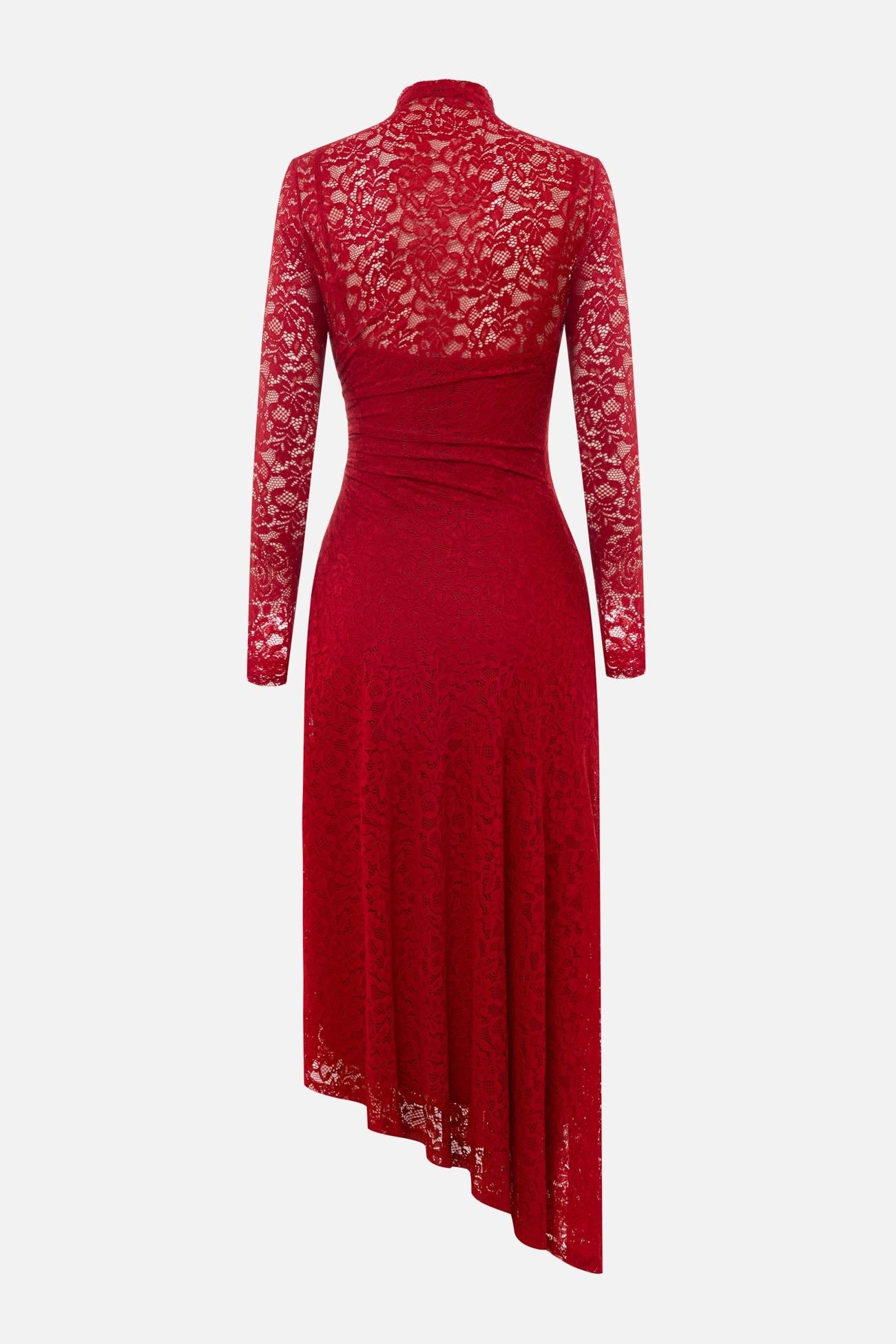 Lace High Neck Long Sleeve Maxi Dress