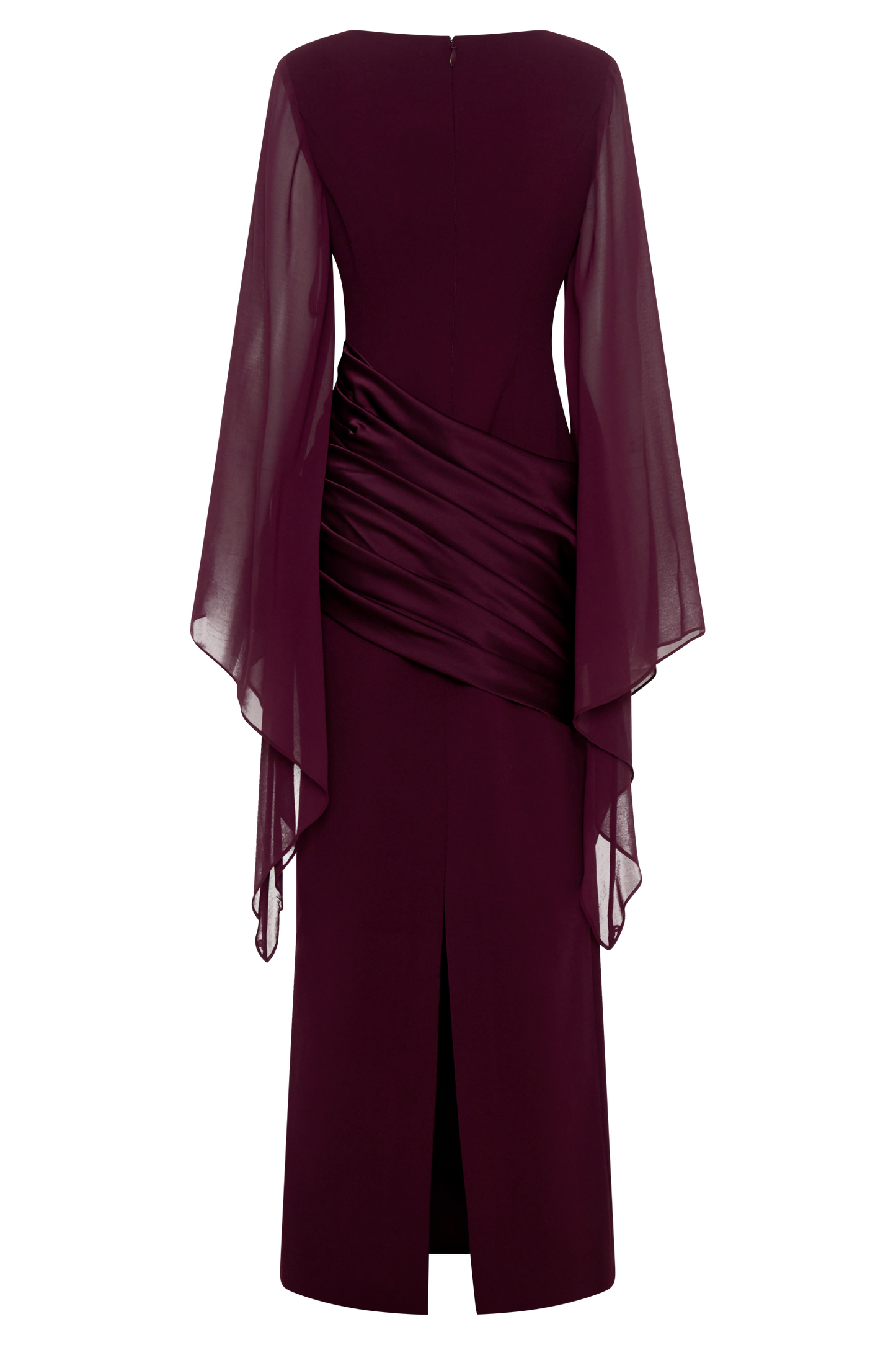 Waterfall Sleeves Pleated Maxi Dress