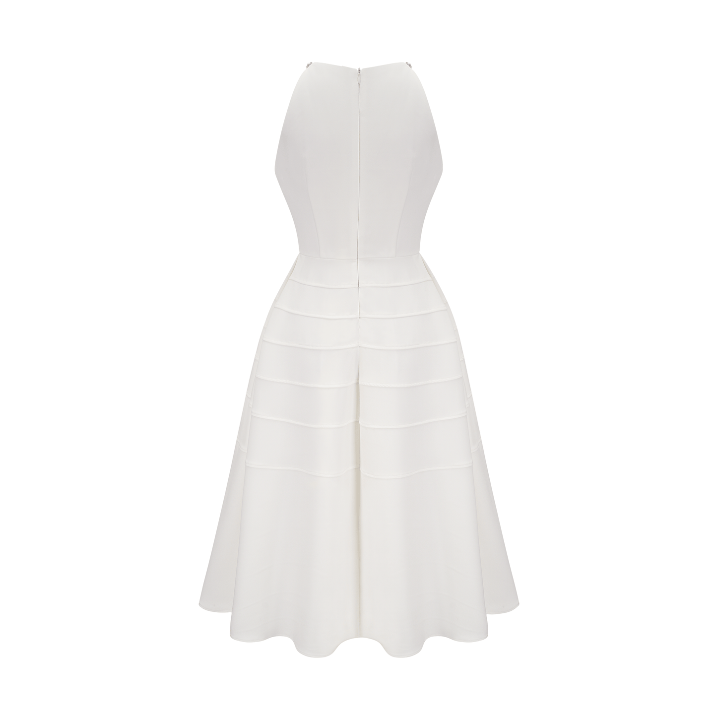 Inès white crystal-embellished midi dress