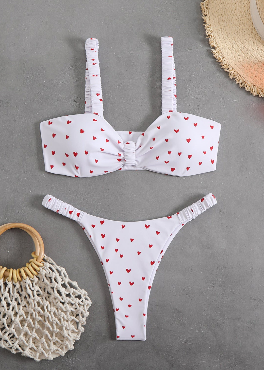 Love Notes Ruched Strap Bikini Set