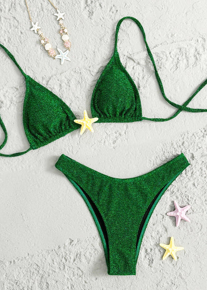 Emerald Coast Two-Piece Swimsuit Starfish Charm Halter Bikini Set