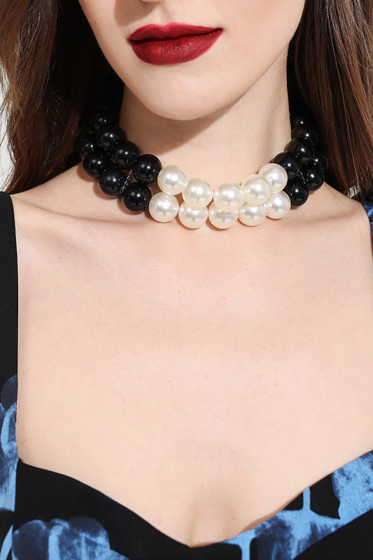 Faux Pearl Decor Layered Choker