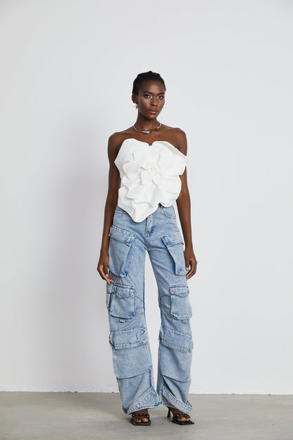 Pénélope White Floral Off-Shoulder Top