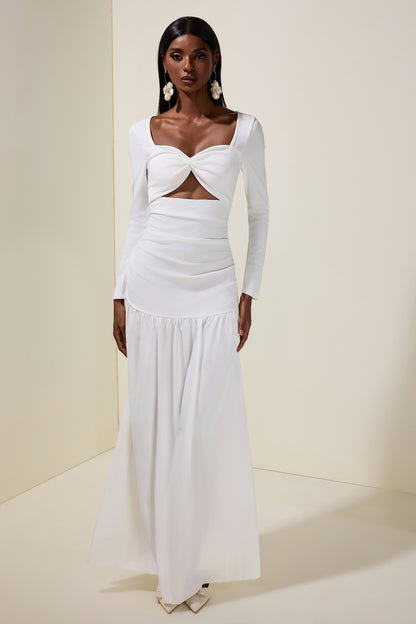 Solid Long Sleeve Cut-Out Maxi Dress