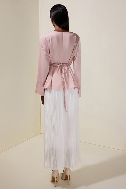 Satin Chiffon Pleated Maxi Dress