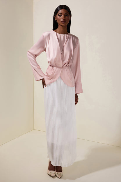 Satin Chiffon Pleated Maxi Dress