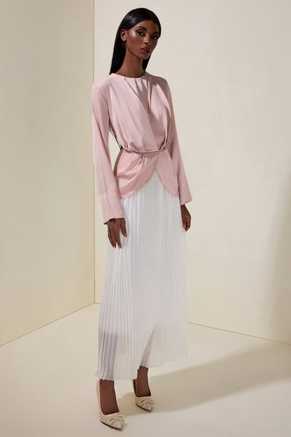 Satin Chiffon Pleated Maxi Dress