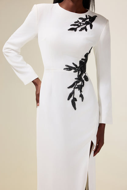 Sequin Floral Slit Maxi Dress