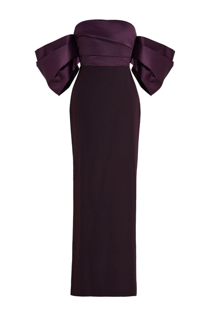 Satin Splicing Off-Shoulder Midi Dress