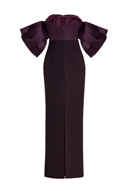 Satin Splicing Off-Shoulder Midi Dress
