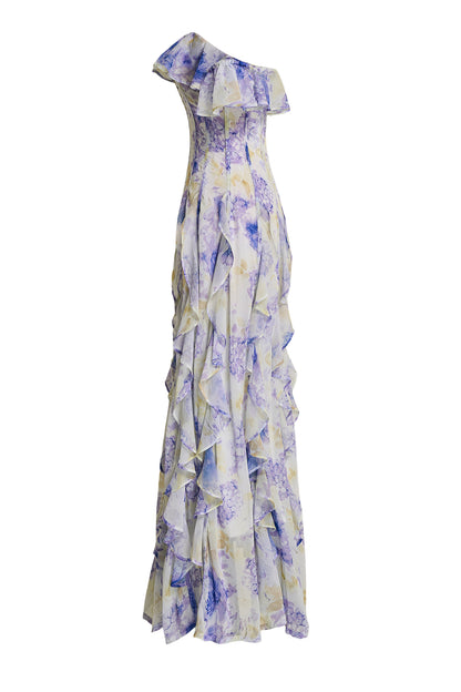 Floral Frill Off-Shoulder Maxi Dress