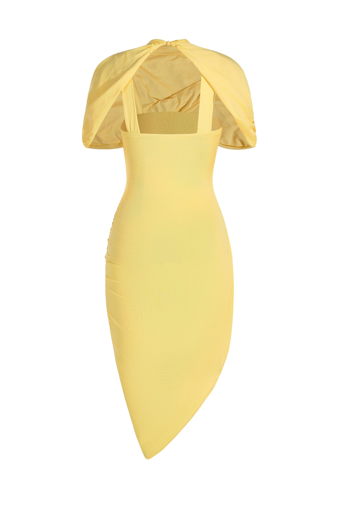 Asymmetric Twisted Cape Midi Dress