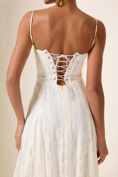 Solid Lace Rhinestone Midi Dress