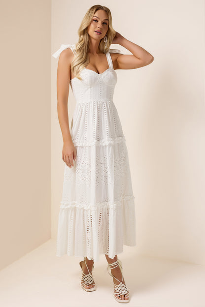 Solid Frill Cut-Out Midi Dress