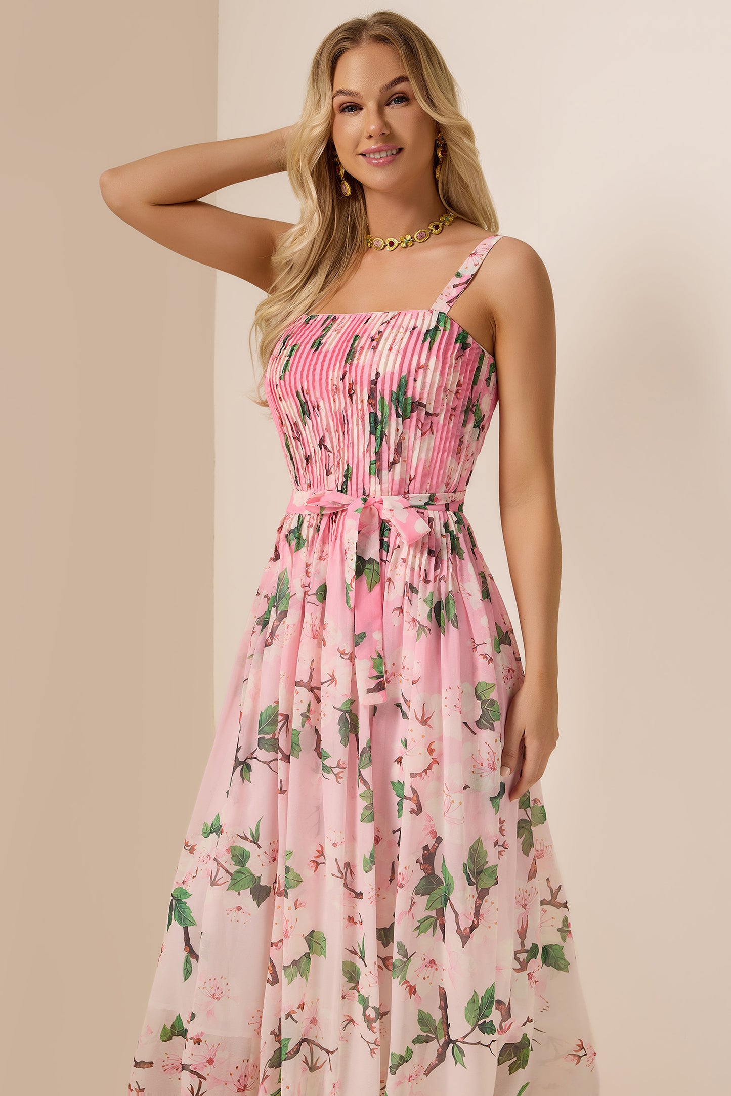 Floral Gradient Color Sleeveless Maxi Dress