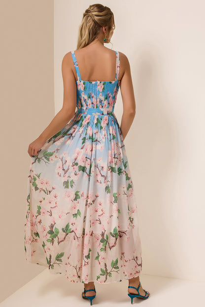 Floral Gradient Color Sleeveless Maxi Dress