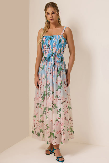 Floral Gradient Color Sleeveless Maxi Dress