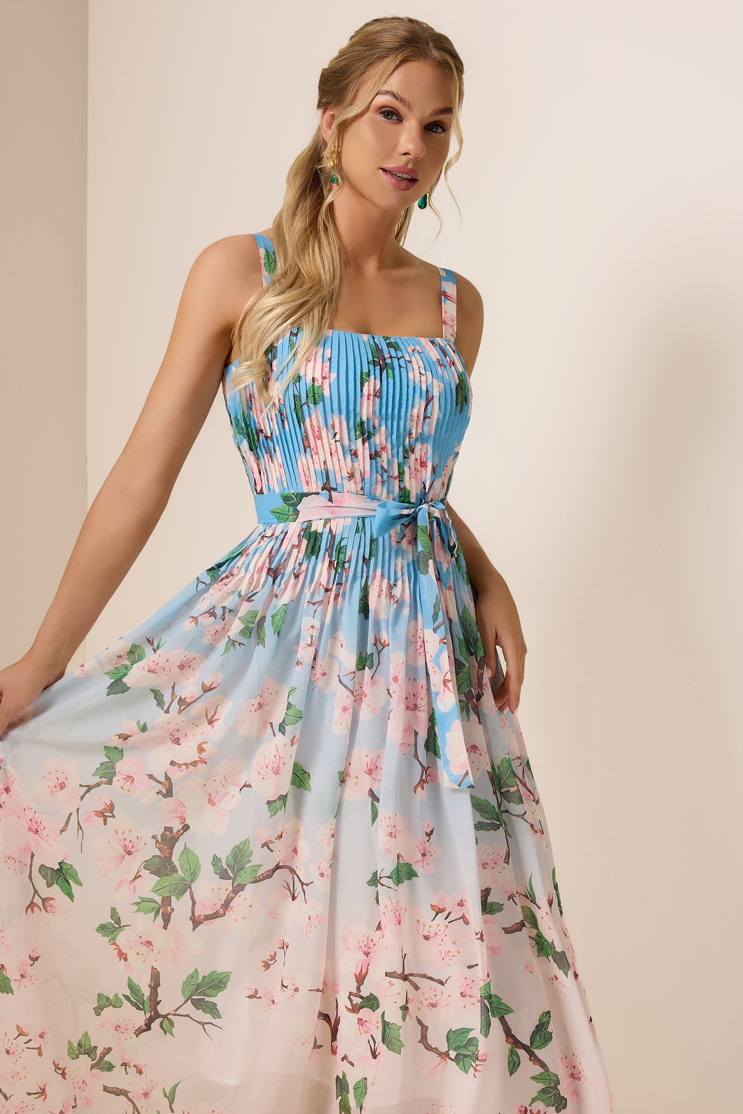 Floral Gradient Color Sleeveless Maxi Dress