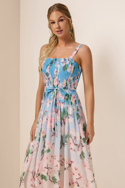 Floral Gradient Color Sleeveless Maxi Dress