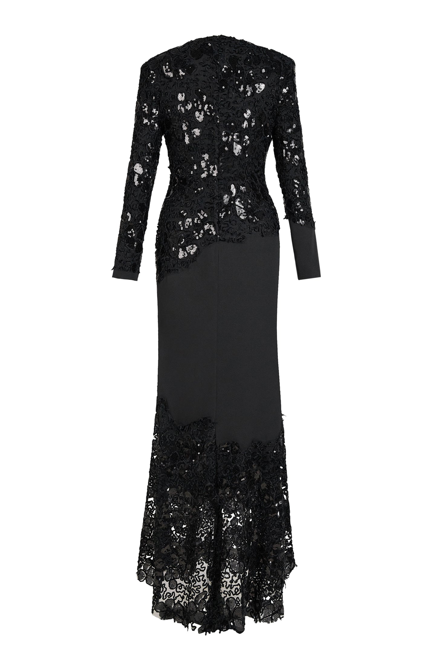 Sequin Splicing Embroidery Long Sleeve Maxi Dress