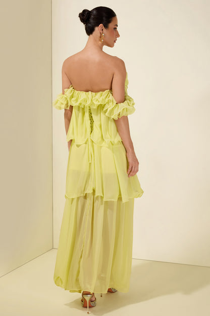Off Shoulder Ruffle Maxi Dress