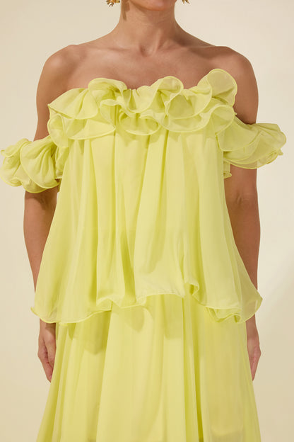 Off Shoulder Ruffle Maxi Dress