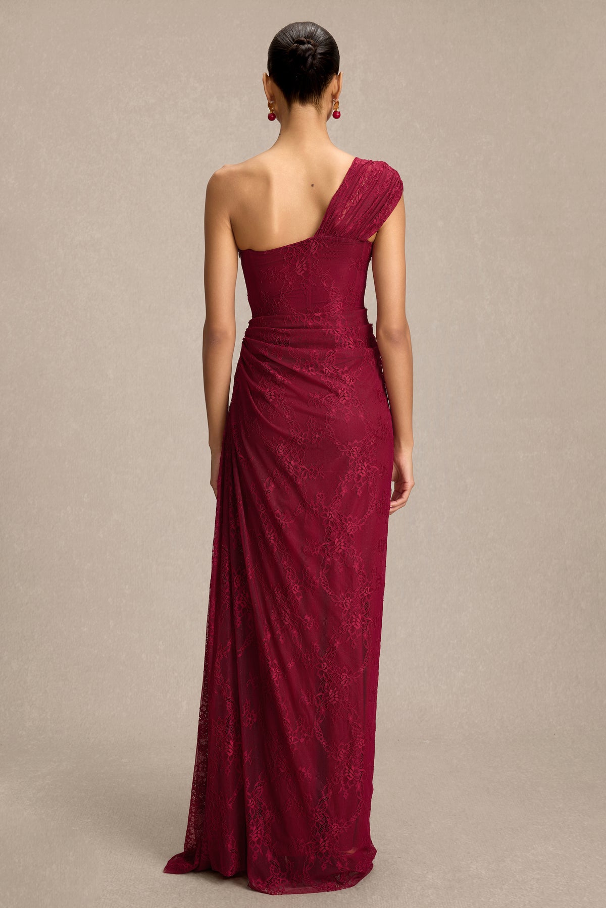 Lace One Shoulder Slit Maxi Dress