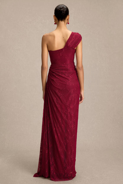 Lace One Shoulder Slit Maxi Dress