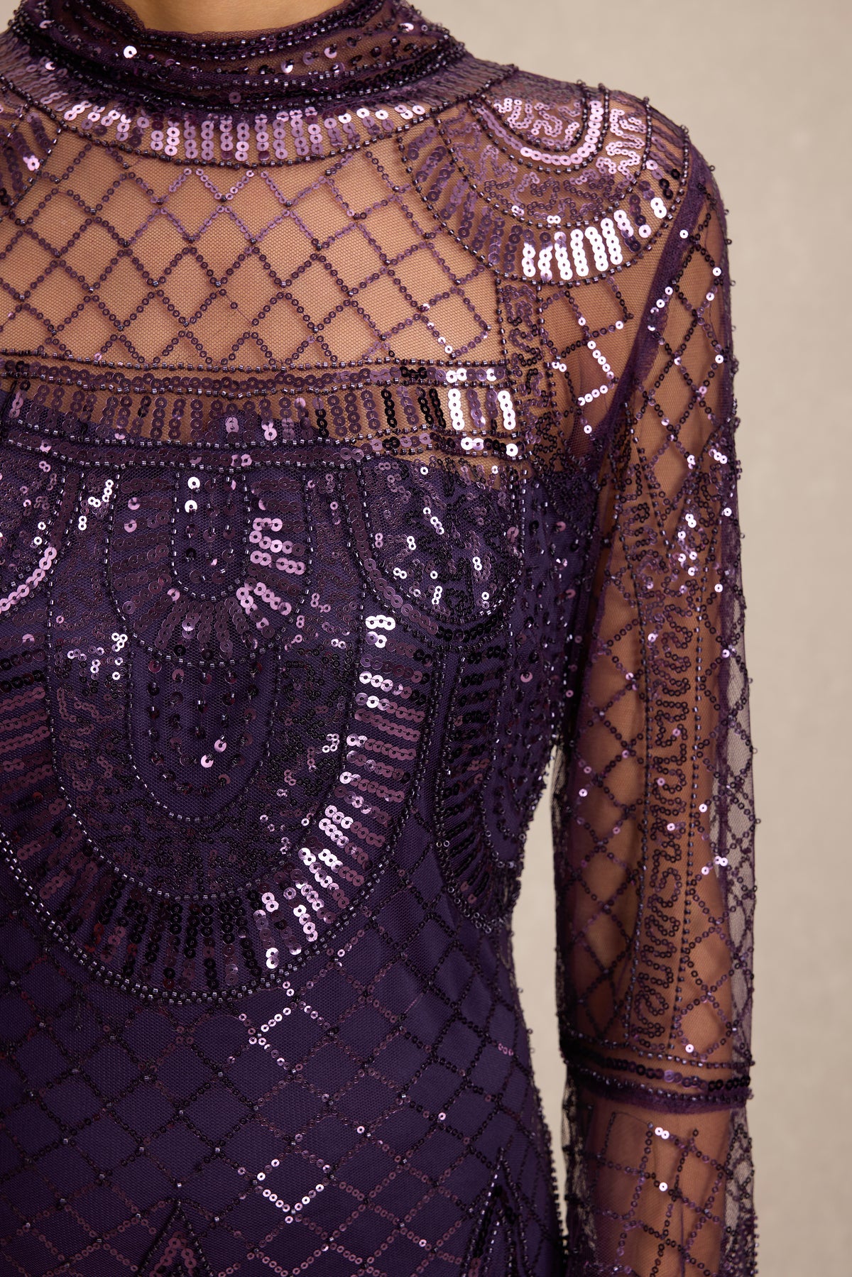 Sequin Rivet Bell Sleeve Maxi Dress