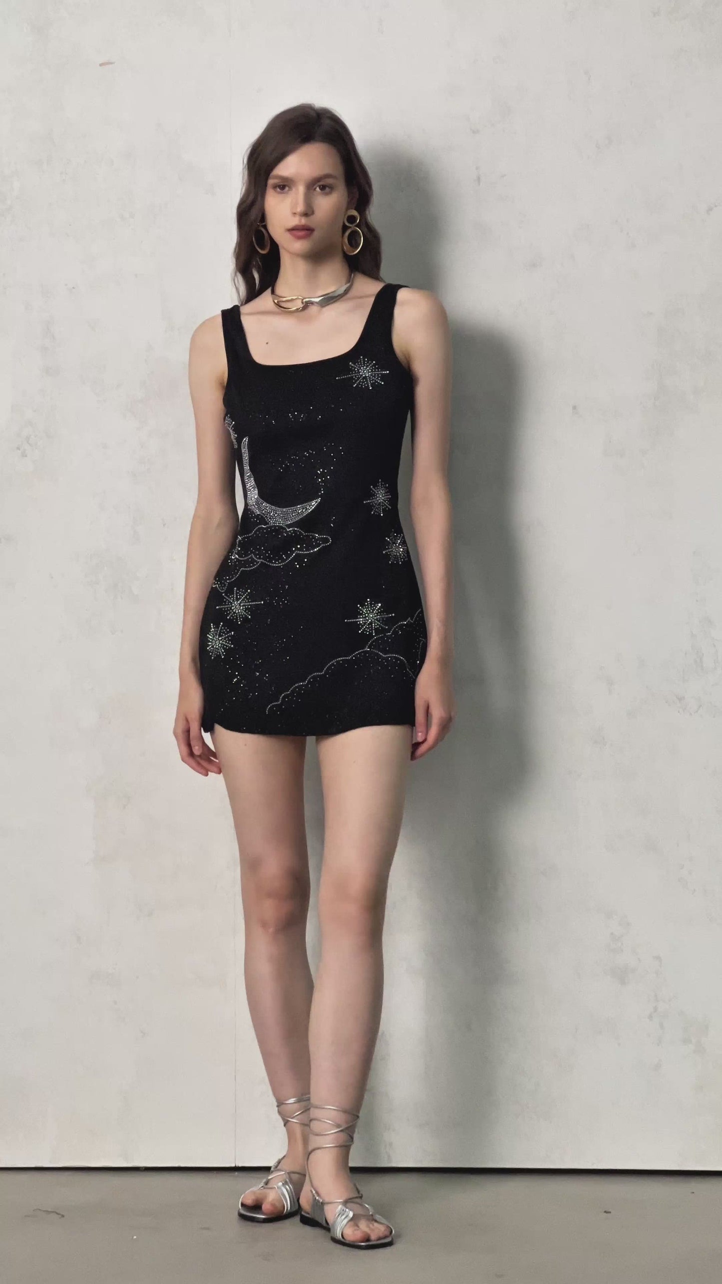 Sylvia Rhinestone Embellished Sky Mini Dress
