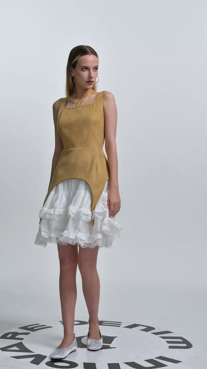Ailis Ruffle Lace Sleeveless Mini Dress