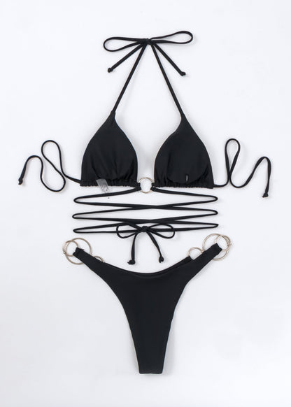 Black Elegance Strappy One-Piece Swimsuit