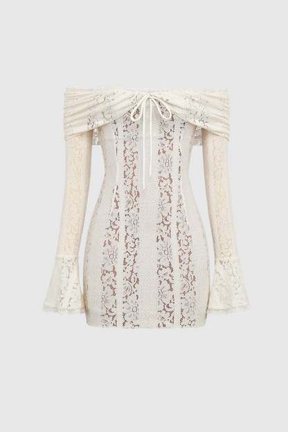 Alladitta Lace Off Shoulder Cutout Mini Dress